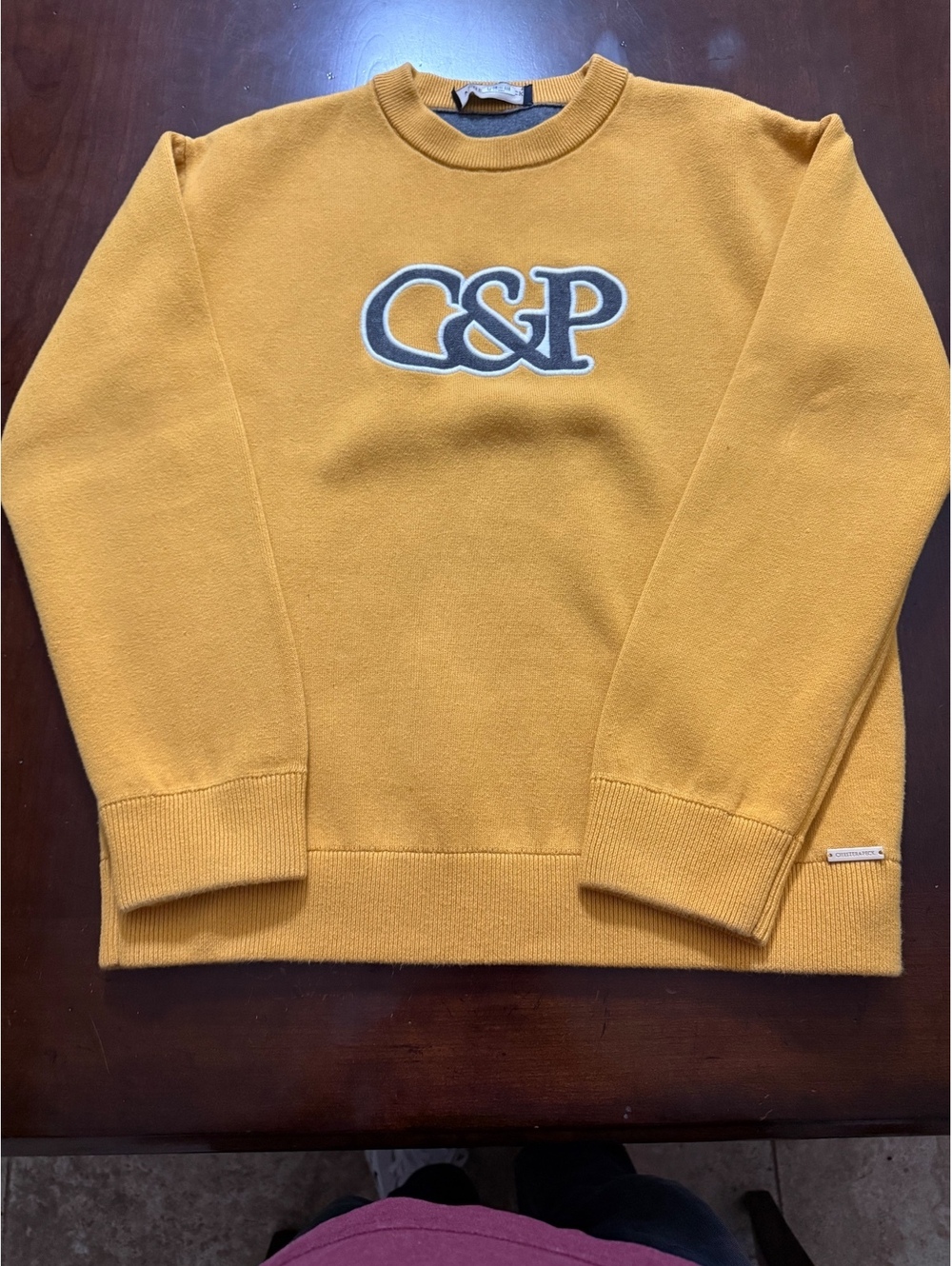 Chester & Peck Women's Knit Crewneck Sweater Small Mustard Pullover CH